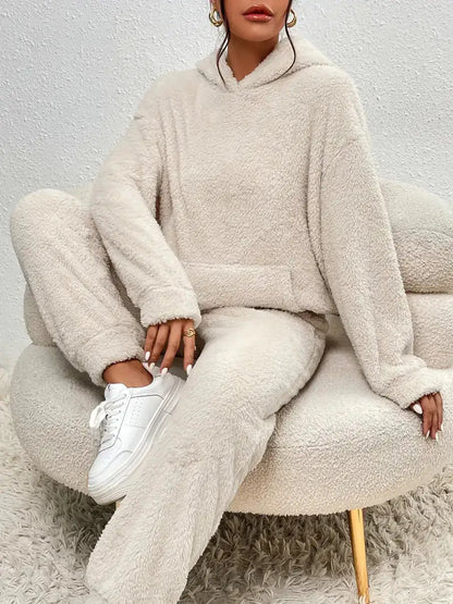 Cozy Two-piece Teddy Winter Set With hood For Women
