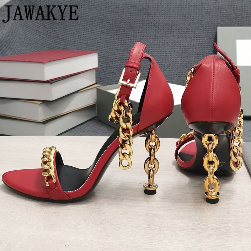 Gold Chain Heel Sandals Women season prestige