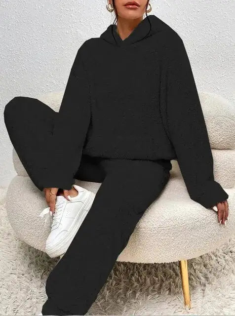 Cozy Two-piece Teddy Winter Set With hood For Women