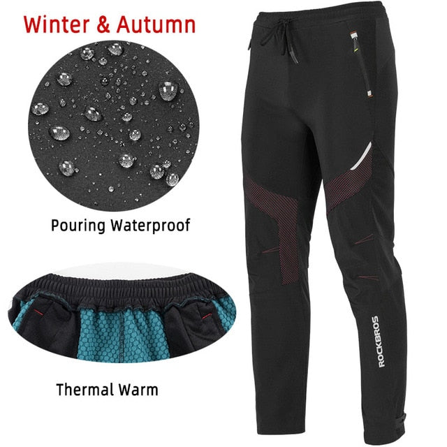 ROCKBROS Winter Bike Pants Men Women Thermal Warm Long Cycling Pants Fleece Reflective Windproof Sport Pants Season Prestige