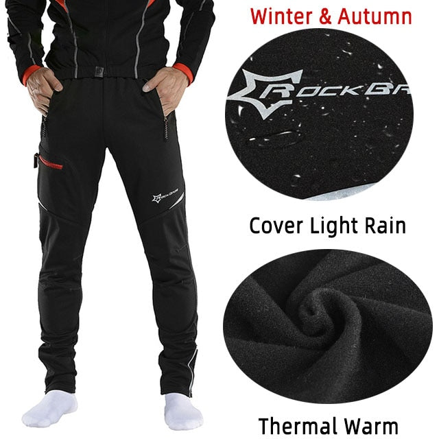 ROCKBROS Winter Bike Pants Men Women Thermal Warm Long Cycling Pants Fleece Reflective Windproof Sport Pants Season Prestige