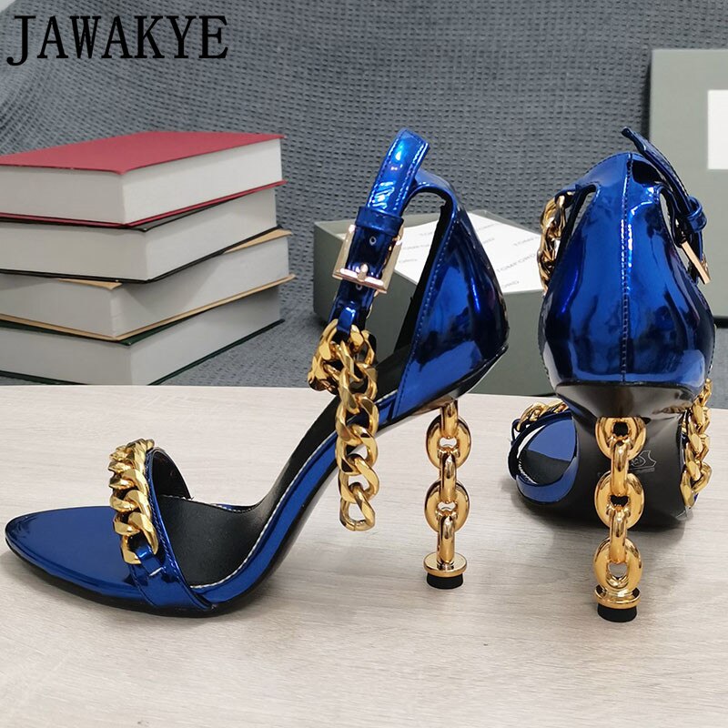 Gold Chain Heel Sandals Women season prestige