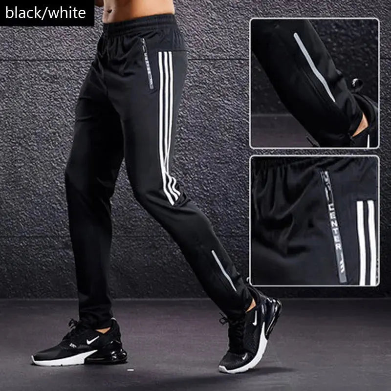 New men's sport pants with zipper pockets, ideal for running, training, jogging, soccer, and fitness.