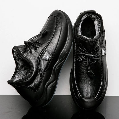 Lace-up Breathable Casual Leather boots mens plush warm Confortable shoes