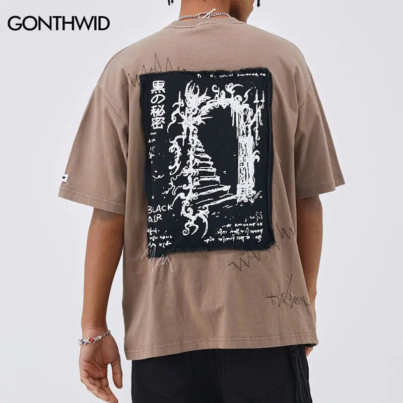 Y2K Hip Hop Patch Oversize T-Shirt For men