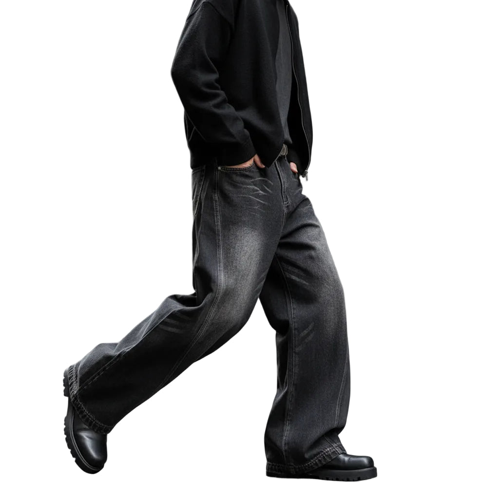 Men's relaxed wide-leg pants in a high-street style with a comfortable fit | Season Prestige