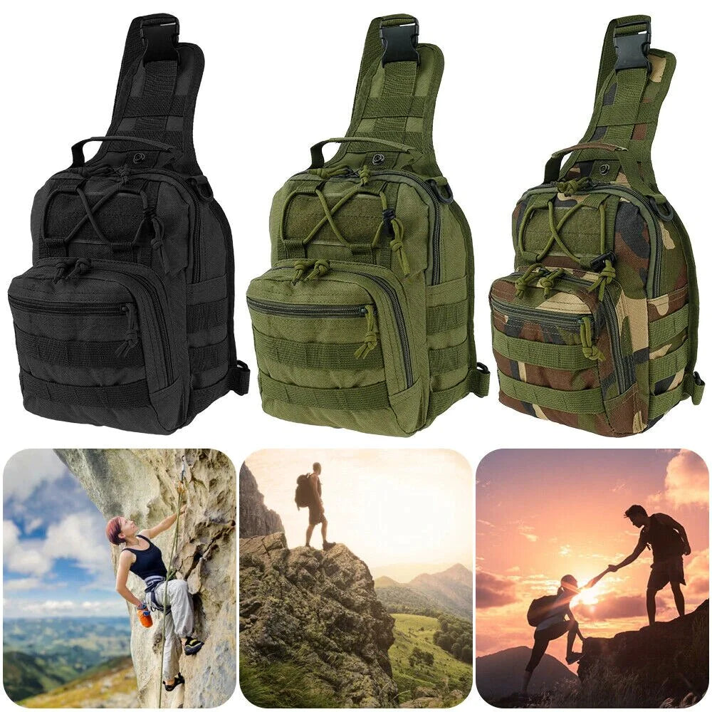 Mens Backpack Tactical Sling Shoulder Bag Molle Travel Chest Pack Outdoor Hiking bag