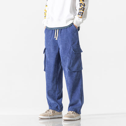 Workwear Trousers Loose Straight Leg Corduroy Pants For Men
