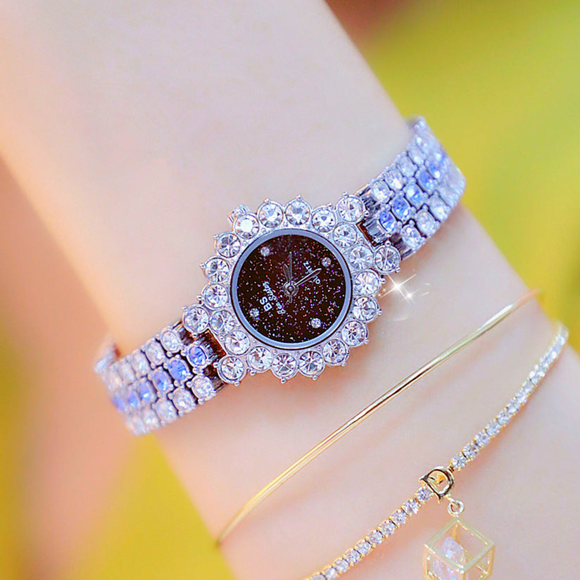 Women's Quartz Luxury Stainless steel Watch Women Dress Bracelet Set Clock