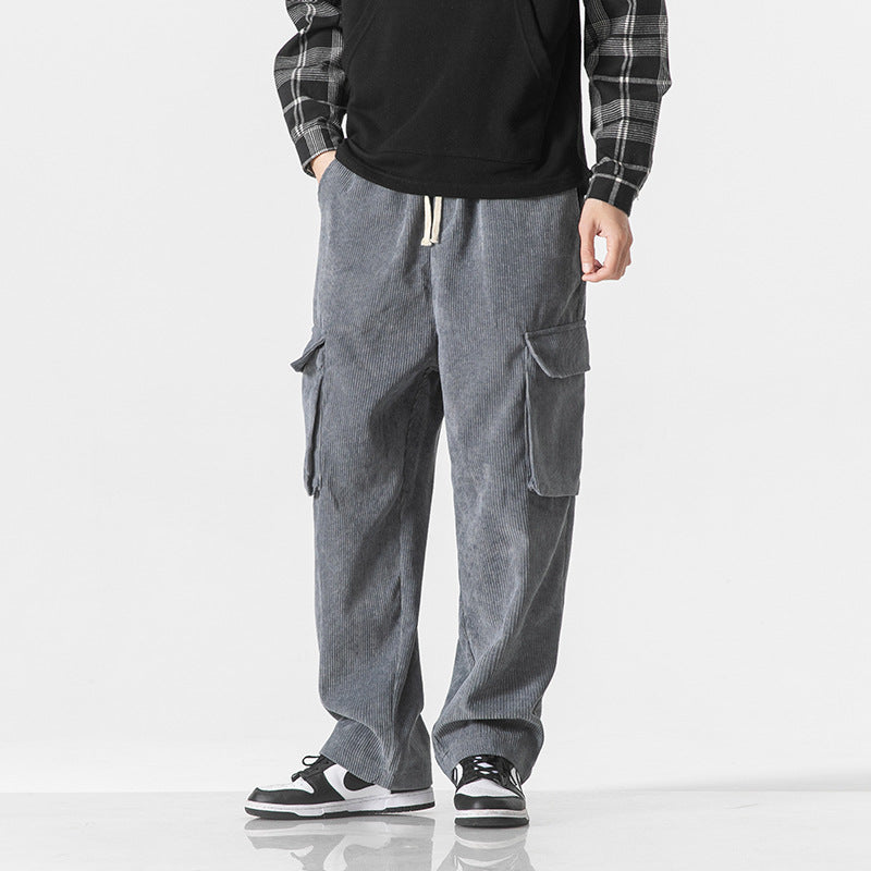 Workwear Trousers Loose Straight Leg Corduroy Pants For Men