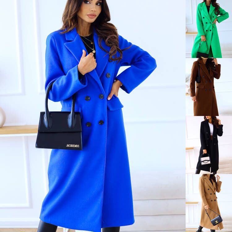 Women's Long Sleeve Button Wool Coat Season Prestige