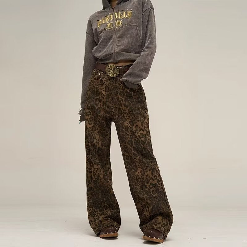 Women's  Leopard Print Jeans women Trousers Season Prestige