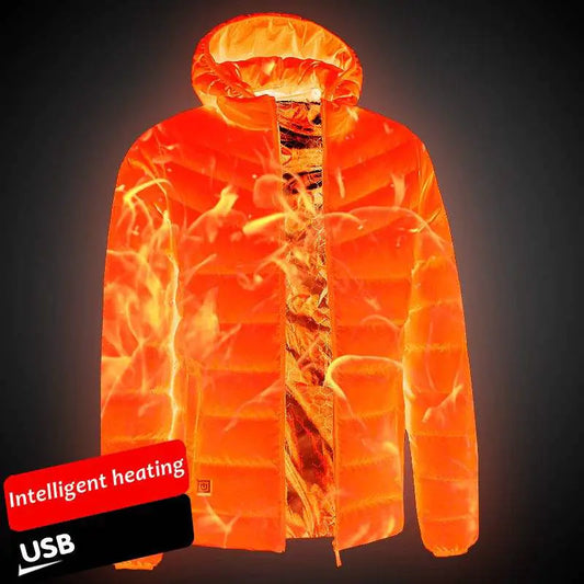 Winter Heated Jacket With Zipper Pockets and adjustable heat settings Men's