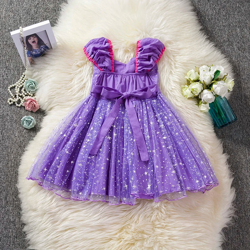Princess Dress Girl Costume Children Kids Anna Elsa Halloween Party Birthday Dress