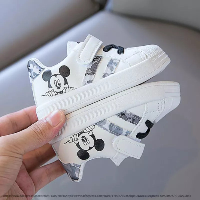 Disney White Casual Shoes for Baby Boy Girl's Sneaker Mickey Mouse Kids Sports Shoes