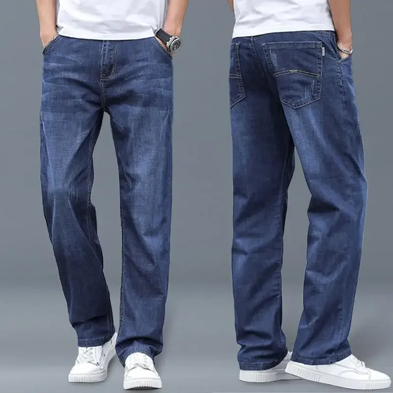 Straight Loose Cotton Regular Jeans for Men Trend Casual Classic Trousers Mens Cowboy Pants New In Wide Leg Xs High Quality