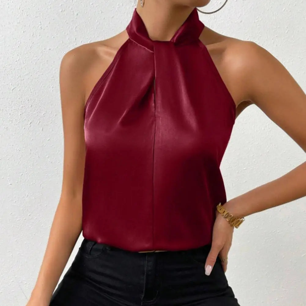 Women Top Elegant Satin Tank Top Women Summer Blouse