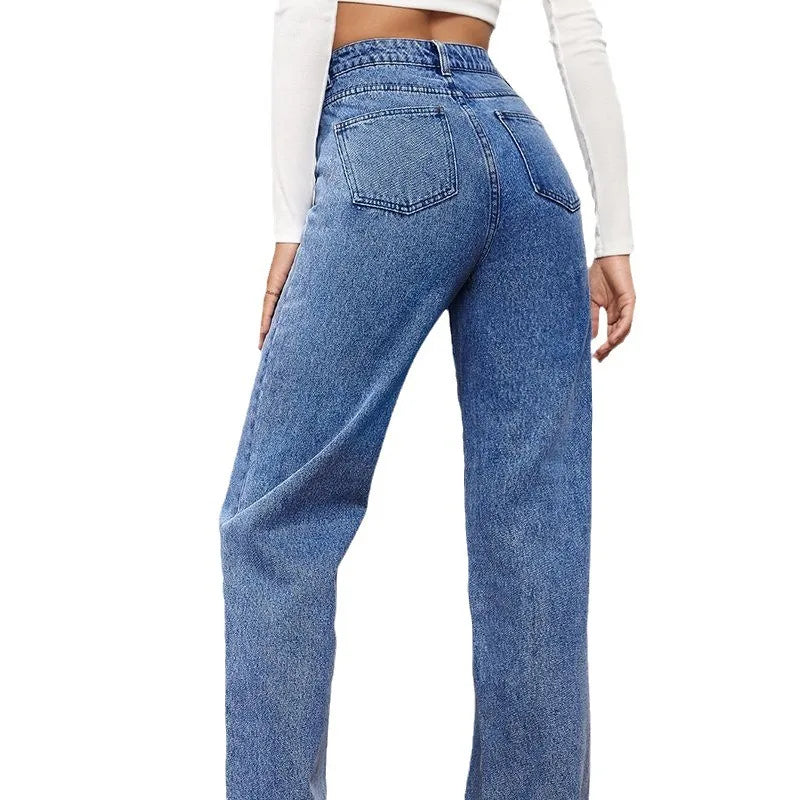 SeasonPrestige New Women's Clothing Stretch Denim Fashion Straight Jeans Pants