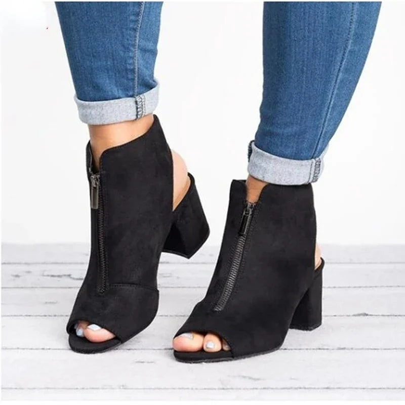 Women's Plus Size Fish Mouth medium Heel opentoe Sandals