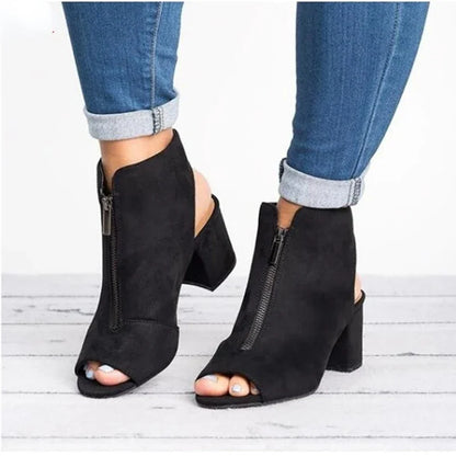 Women's Plus Size Fish Mouth medium Heel opentoe Sandals