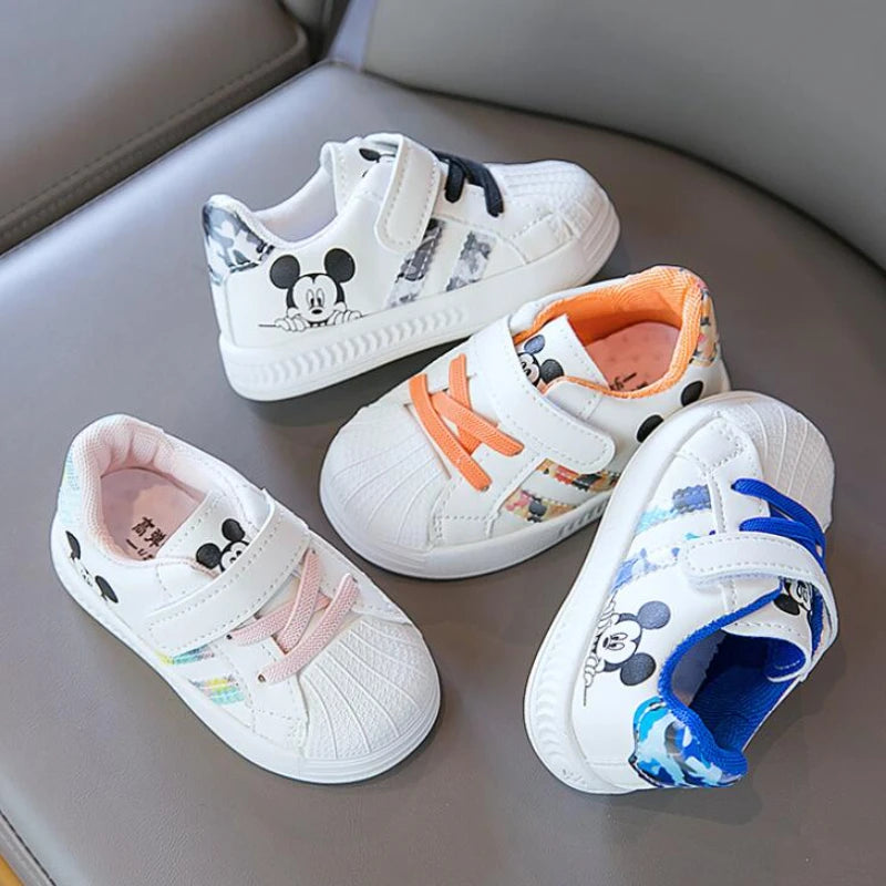 Disney White Casual Shoes for Baby Boy Girl's Sneaker Mickey Mouse Kids Sports Shoes