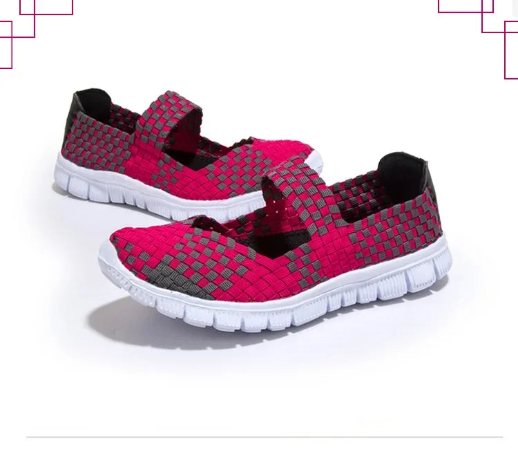 Casual Elastic Band Weave Shoes  Women Comfort Flats Non Slip Women Loafers