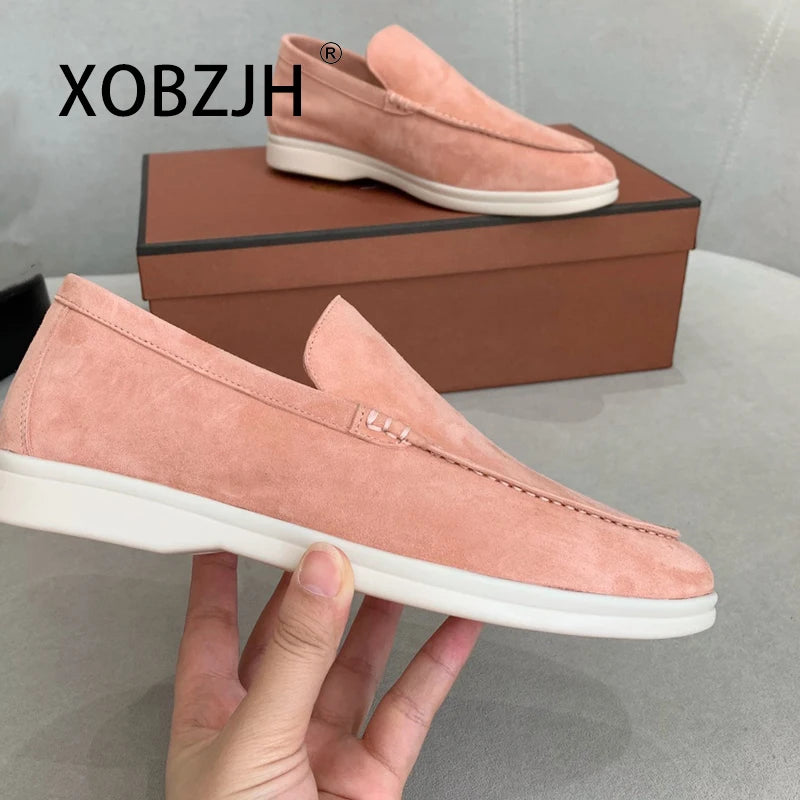 Mens Mocasines Summer Loafers womens Suede Shoes Leather Flats