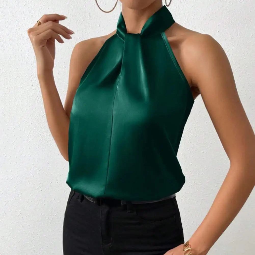 Women Top Elegant Satin Tank Top Women Summer Blouse