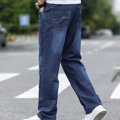Straight Loose Cotton Regular Jeans for Men Trend Casual Classic Trousers Mens
