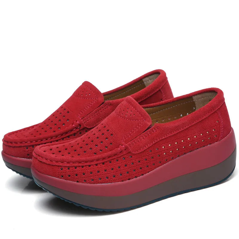 Women Flat Platform Loafers Shoes Ladies Suede Leather Footwear Casual Shoes Slip on Flats Moccasin Creepers