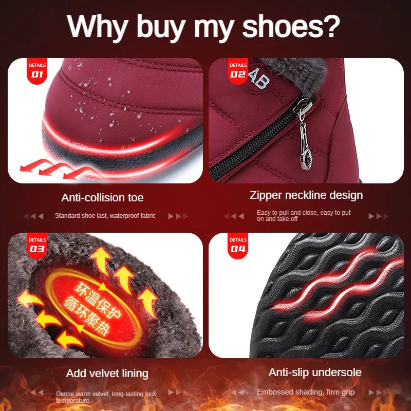 winter warm waterproof anti slip ankle boots warm outdoor shoes for men and women