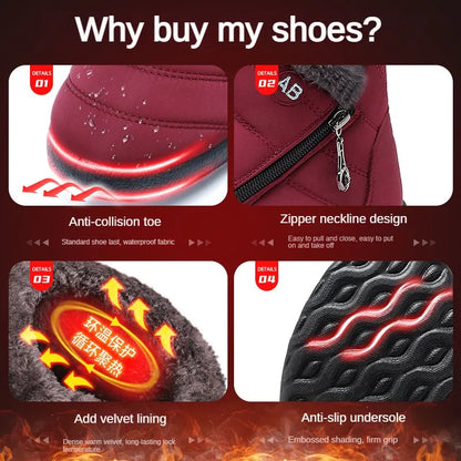winter warm waterproof anti slip ankle boots warm outdoor shoes for men and women