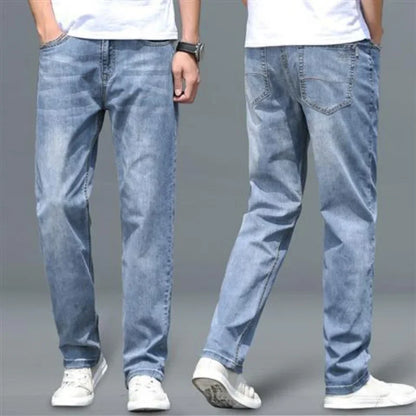 Straight Loose Cotton Regular Jeans for Men Trend Casual Classic Trousers Mens
