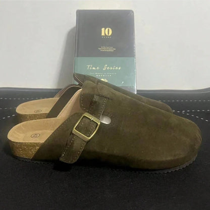 Women Bokken Slippers Spring Autumn Fashion Flat Shoes Non-slip Comfortable Anti-elastic Skin Buckle Decoration Women's Shoes