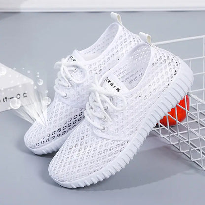 Breathable Mesh Shoes Ladies Summer Sports Casual Shoes Lightweight  Lace-up Sneakers Women