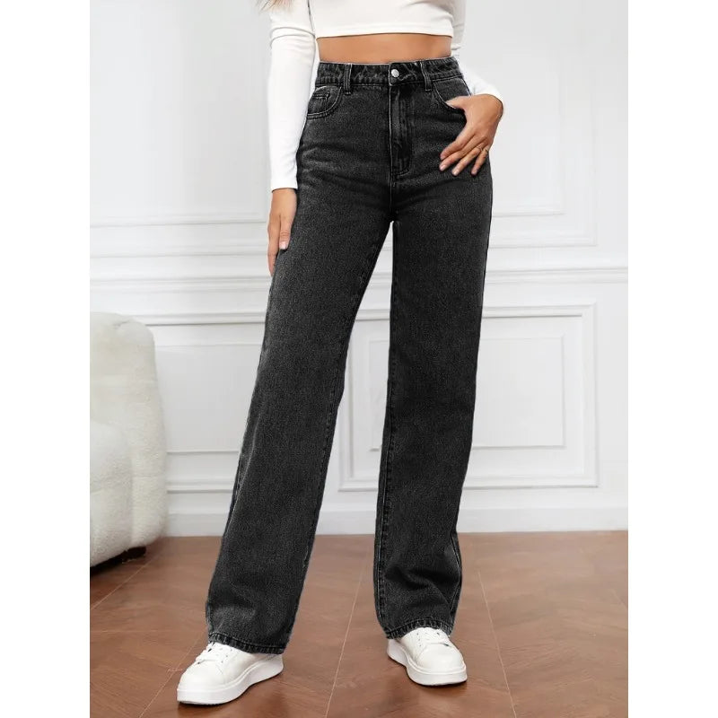 SeasonPrestige New Women's Clothing Stretch Denim Fashion Straight Jeans Pants