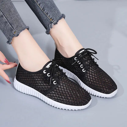 Breathable Mesh Shoes Ladies Summer Sports Casual Shoes Lightweight  Lace-up Sneakers Women