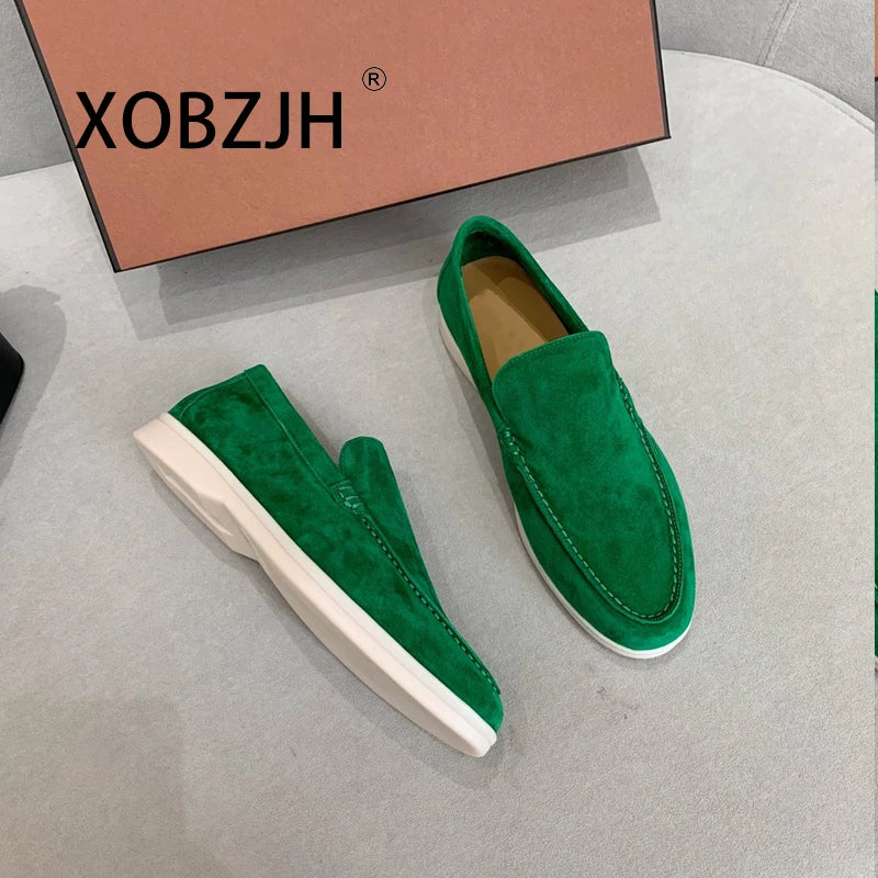 Mens Mocasines Summer Loafers womens Suede Shoes Leather Flats