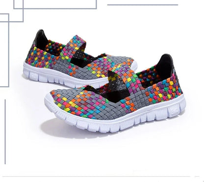 Casual Elastic Band Weave Shoes  Women Comfort Flats Non Slip Women Loafers
