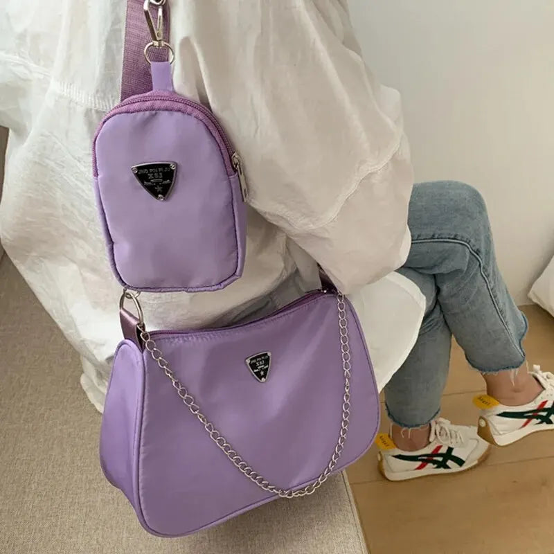 Nylon Crossbody Bag For Women Fashion Portable Casual Underarm Bag Students