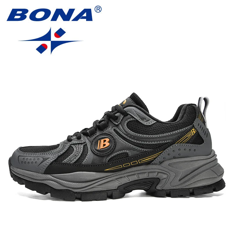 Leather Mesh Jogging Shoes Men Breathable Running Shoes Walking Sports Trainers