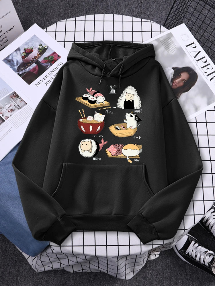 Printed Hoody Women Loose Fleece Sweatshirt Casual O-Neck Female Streetwear