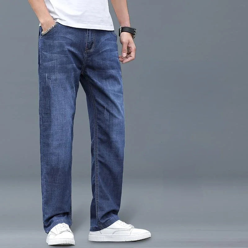 Straight Loose Cotton Regular Jeans for Men Trend Casual Classic Trousers Mens