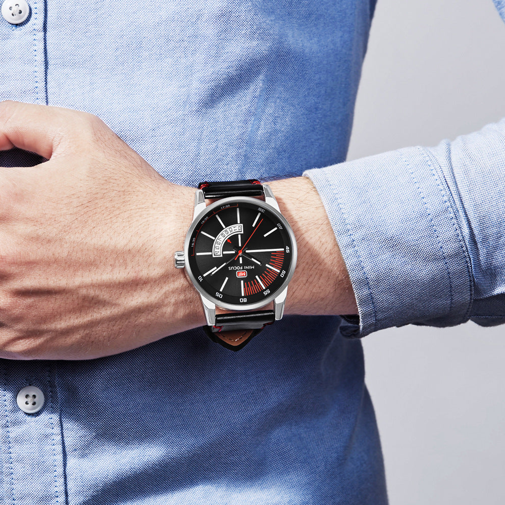 The Sovereign Chrono luxury men's watch with brown leather strap and steel case - Season Prestige 