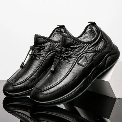 Lace-up Breathable Casual Leather boots mens plush warm Confortable shoes