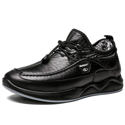Lace-up Breathable Casual Leather boots mens plush warm Confortable shoes