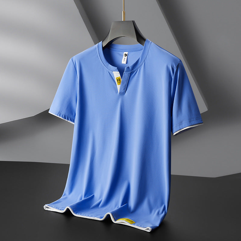 Trendy Fashion Men's V-neck Short Sleeve T-shirt Season Prestige