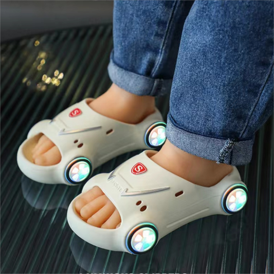 Kids Glowing Catoon Car Slippers Anti Slip Boys Girls Luminous Summer Beach Shoes Season Prestige