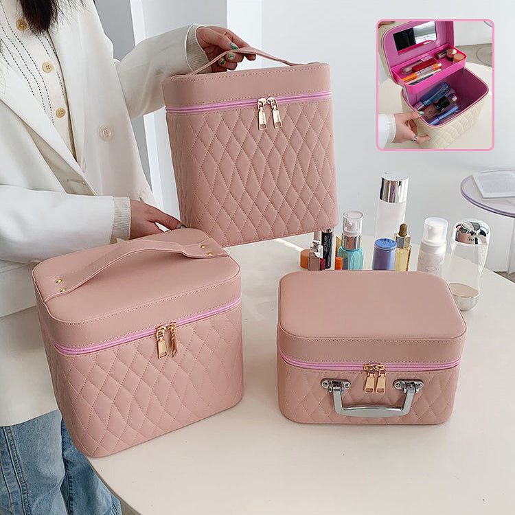 Double-layer Suitcase cosmetics bag Make-up Storage Bags For Women