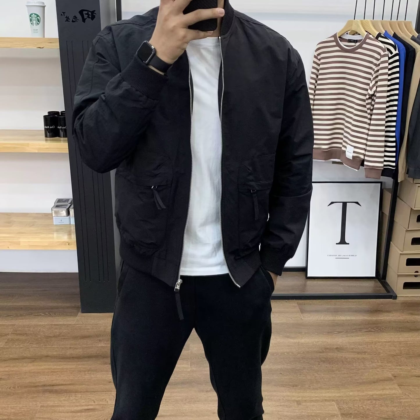 Season Prestige Men's Slim Fit Utility Jacket in Chacoal Grey - Urban Streetwear Style 